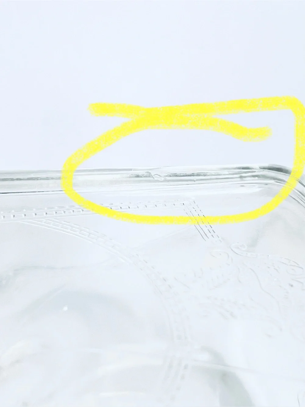 Vintage Glasbake 254 Refrigerator Dish Clear Glass Embossed Lid 1.5 Qt USA